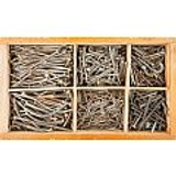 Rusty nails, old wooden box