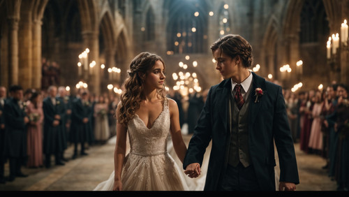 Photo Real hermione and harry wedding at hogwarts main hall cel 3.jpg