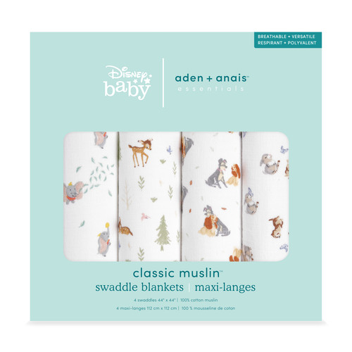 ESWC40029DI 2 baby newborn cotton muslin swaddles disney and friends 4pack