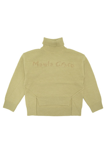 manila grace kids maglione dolcevita beige logo bambina a.jpg