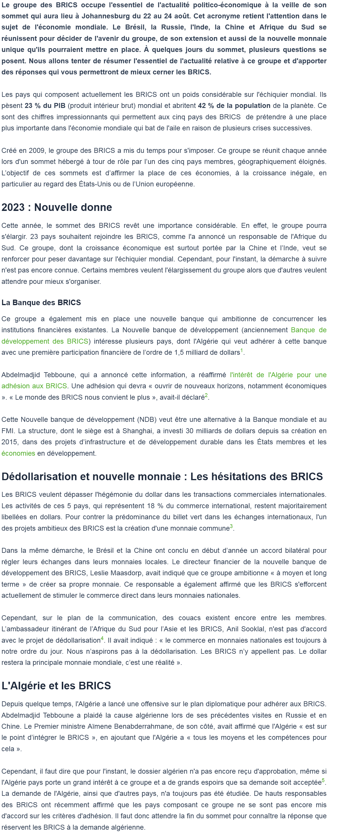 Sommet des BRICS ce qu'il faut savoir