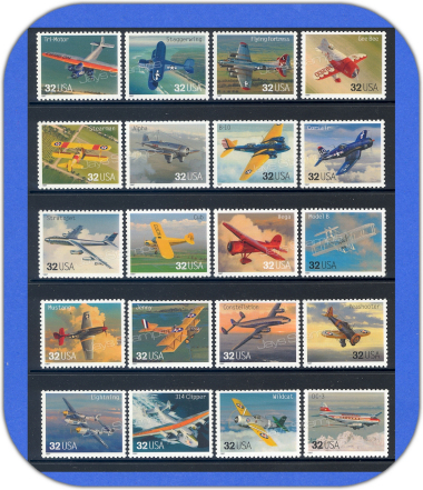 1997 CLASSIC AMERICAN AIRCRAFT Full Complete SET of 20 MINT 32¢ Stamps 3142 a-t 