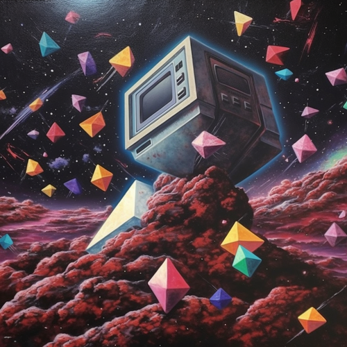 mhoydich acrylic painting of an atari video game asteroids 6dfcc1f0 ea6a 4eef 8a05 b88f86eb4574.png
