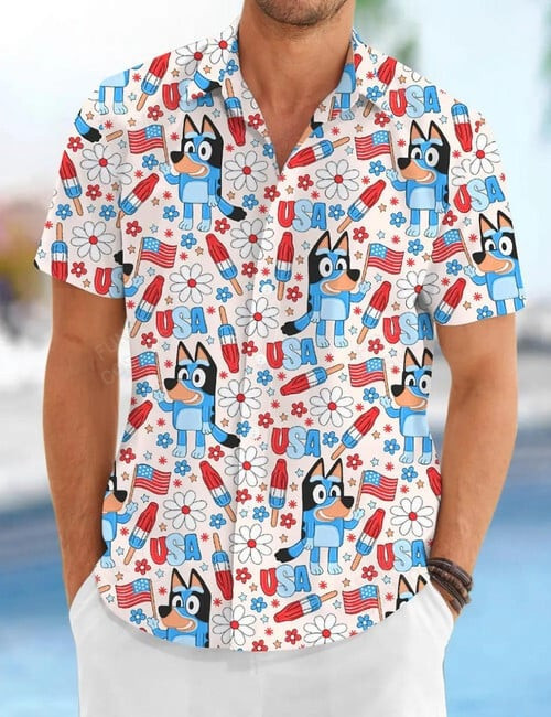 Bluey 4th Of July Print Hawaii Shirt 1.jpg