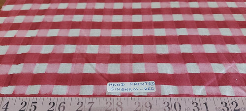 Hand printed red and white gingham fabric 112353.jpg