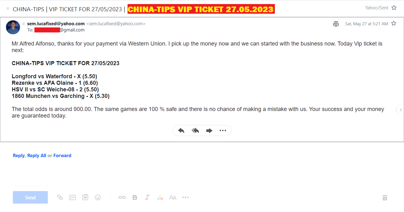 CHINA-TIPS.COM | BEST VIP TICKET COMBO FIXED MATCHES