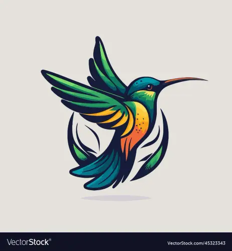 logo of flaying hummingbird bird colorful style vector 45323343