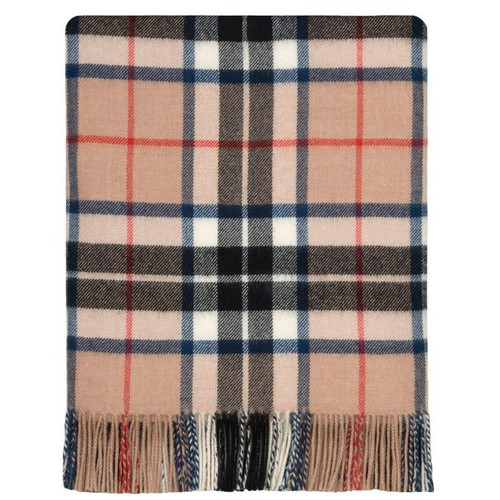 100 lambswool lochcarron border tartan blanket thomson camel modern brand new 7587 p.jpg