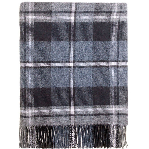 100 lambswool lochcarron border tartan blanket mcrae hunting grey brand new 7583 p.jpg