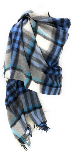 edinburgh lambswool stole chequer bright blue brand new 7600 p.jpg