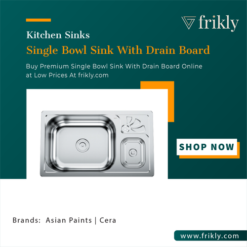 Upgrade Your Bathroom with a Trendy Single Bowl Sink with Drainboard in india | Frikly.png