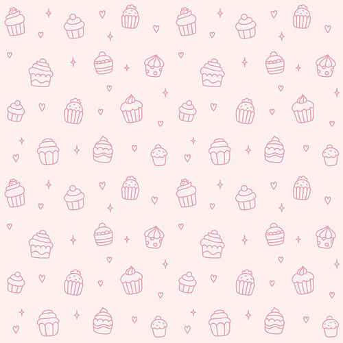 Seamless pattern of cute cartoon hand drawn cupcakes..jpg