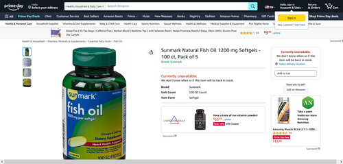 Screenshot 2023 07 12 at 11 12 02 Amazon.com Sunmark Natural Fish Oil 1200 mg Softgels 100 ct Pack o.png