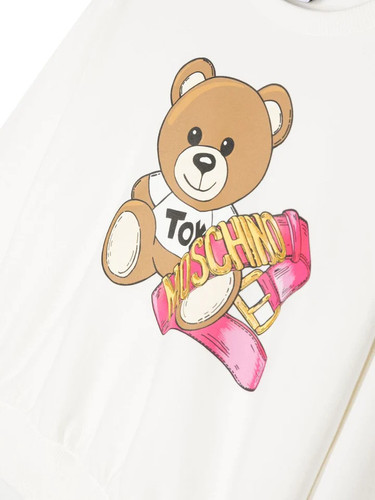moschino kids felpa bianca iconica stampa teddy bear cintura bambina c.jpg