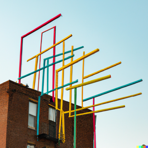 DALL·E 2023 08 07 15.33.46 Colourful art installation on the top of a building in a poor neightborho.png
