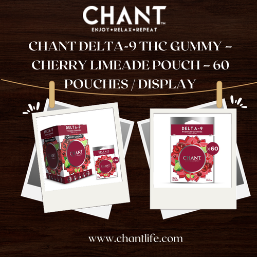 Chant Delta 9 THC Gummy – Cherry Limeade Pouch – 60 Pouches Display.png