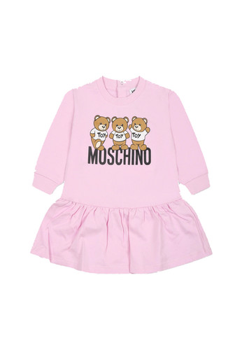 moschino baby abito rosa felpa teddy bimba a