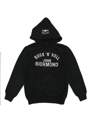 john richmond kids felpa nera con cappuccio rock roll bambino a