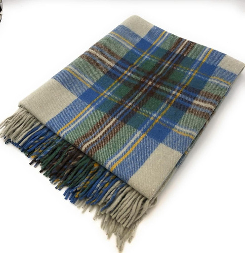 highland wool blend stewart muted blue tartan blanket throw brand new 7427 p.jpg