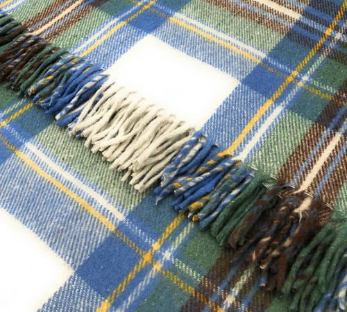 highland wool blend stewart muted blue tartan blanket throw brand new (2) 7427 p.jpg