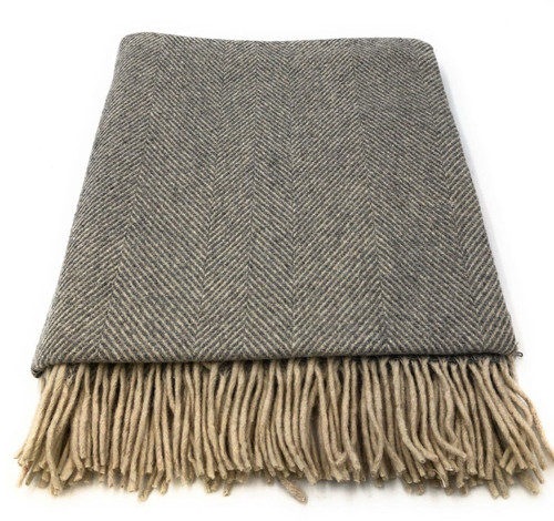 wool blend grey medium herringbone blanket throw brand new 8405 p.jpg