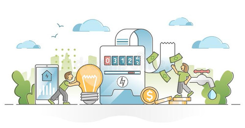 utility bills as water electricity consumption expenses outline concept utility bills as water elect.jpg