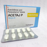 Aceclofenac And Paracetamol Tablets 100mg &amp; 325mg ACETAJ P (1)