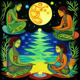 solar night lunar radiance dolphinpeople monkeypeople detailed sketch musical sacred f