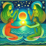 solar night lunar radiance dolphinpeople monkeypeople detailed sketch musical sacred n