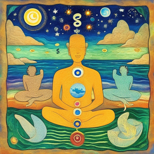 ayahuasca seashore people drinking from bowls chakras gankyils music notation acacia nilotica solar .png
