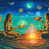 ayahuasca seashore diptych people g