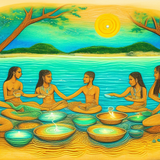 ayahuasca seashore diptych people i