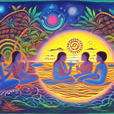 ayahuasca seashore diptych people p