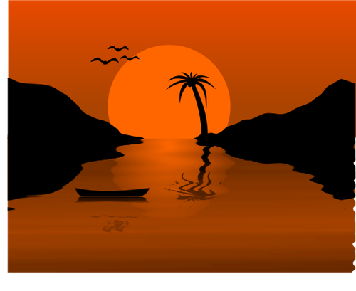 Sunset Water Scene clip art.png