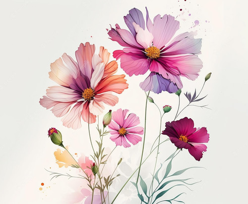 cosmos flowers wallpaper design illustration white background 174541 904.jpg
