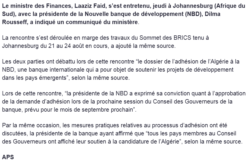 l'Algérie à la NBD