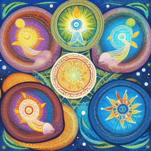 ayahuasca seashore acacia nilotica psychic spirit people drinking from bowls translucent paint splas.png