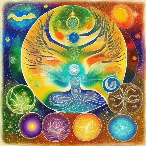 ayahuasca seashore acacia nilotica psychic spirit people drinking from bowls translucent paint splas.png