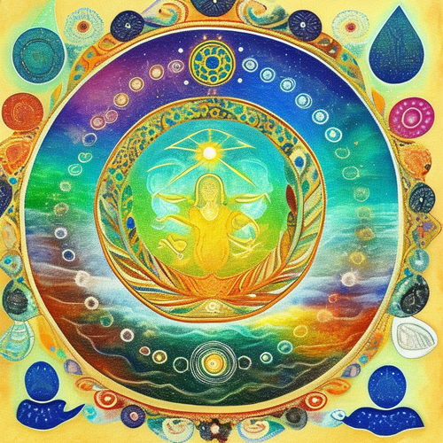 ayahuasca seashore acacia nilotica psychic spirit people drinking from bowls translucent paint splas.png