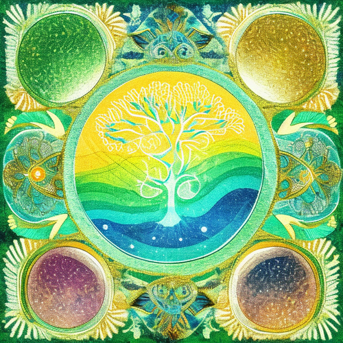 ayahuasca seashore acacia nilotica psychic spirit people drinking from bowls translucent paint splas.png