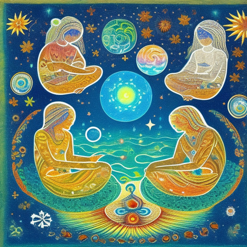 ayahuasca seashore acacia nilotica psychic spirit people drinking from bowls translucent paint splas.png