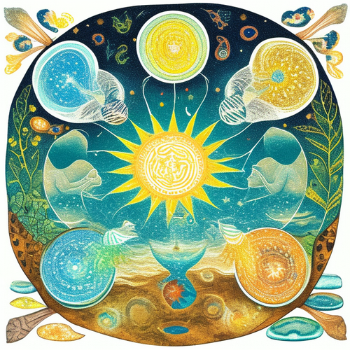 ayahuasca seashore acacia nilotica psychic spirit people drinking from bowls translucent paint splas.png