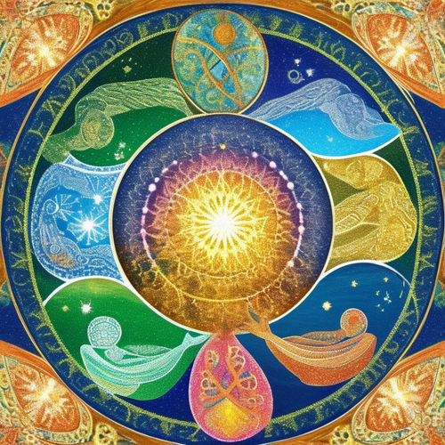 ayahuasca seashore acacia nilotica psychic spirit people drinking from bowls translucent paint splas.png