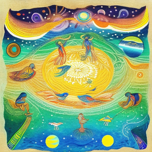 ayahuasca seashore acacia nilotica psychic spirit people drinking from bowls translucent paint splas.png