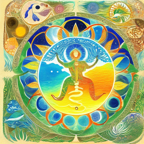 ayahuasca seashore acacia nilotica psychic spirit people drinking from bowls translucent paint splas.png