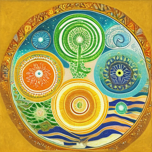 ayahuasca seashore acacia nilotica psychic spirit people drinking from bowls translucent paint splas.png