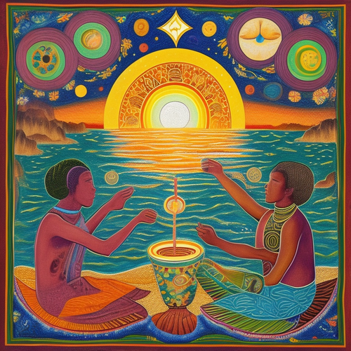 anew anew psychic spirit people drinking from bowls acacia nilotica innerspace detailed sketch music.png