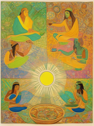 psychic spirit people drinking from bowls acacia nilotica innerspace detailed sketch musical notatio.png