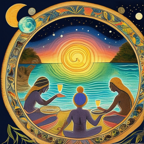 anew anew anew psychic spirit people drinking from bowls acacia nilotica innerspace detailed sketch .png