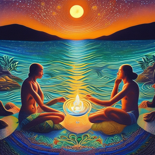 anew anew psychic spirit people drinking from bowls acacia nilotica innerspace detailed sketch music.png